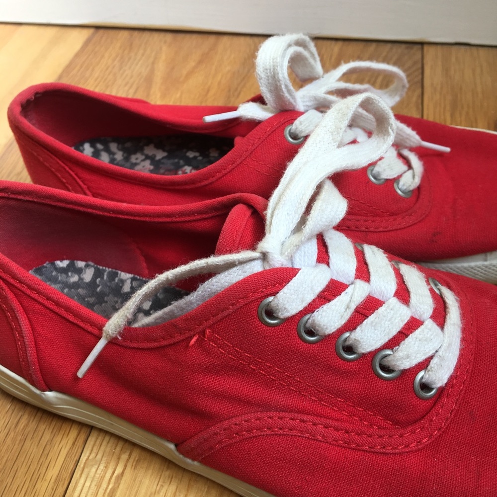 Red Keds-Style Cotton Sneakers